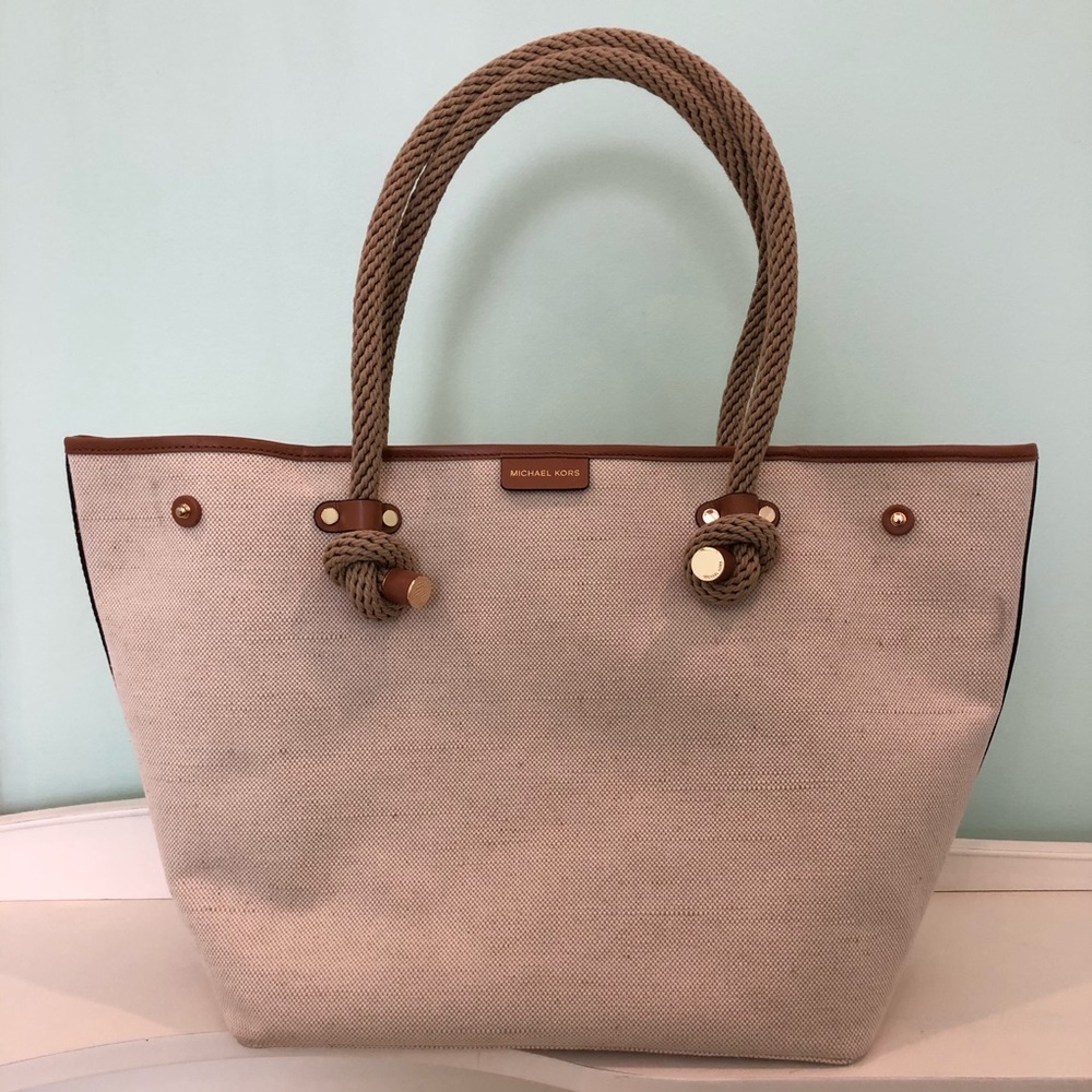 Large Michael Kors canvas tote purse